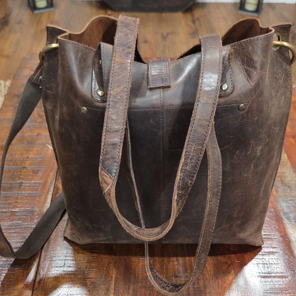 Vintage Genuine Brown Leather Men's Bag